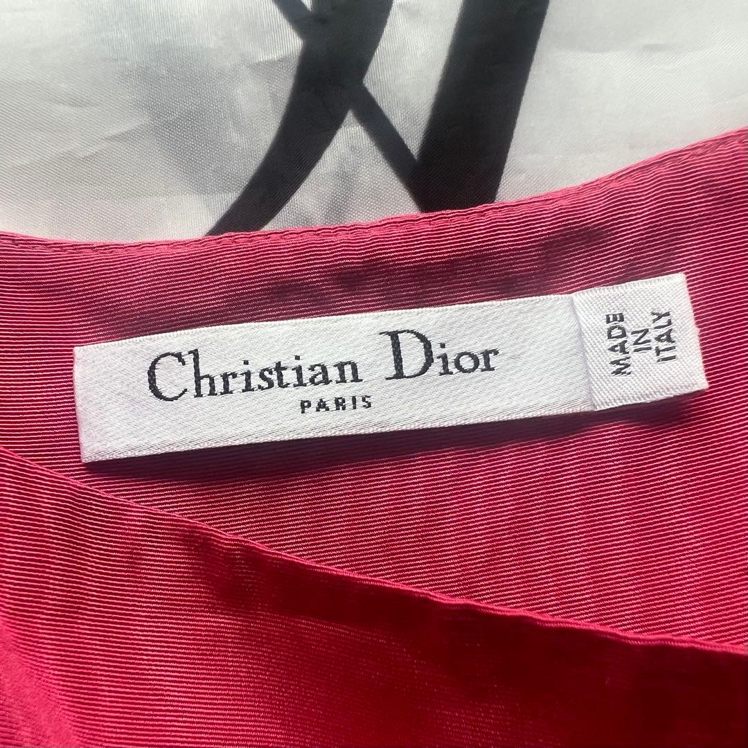 【美品】Christian Dior プリーツワンピース ピンク ノースリーブ
