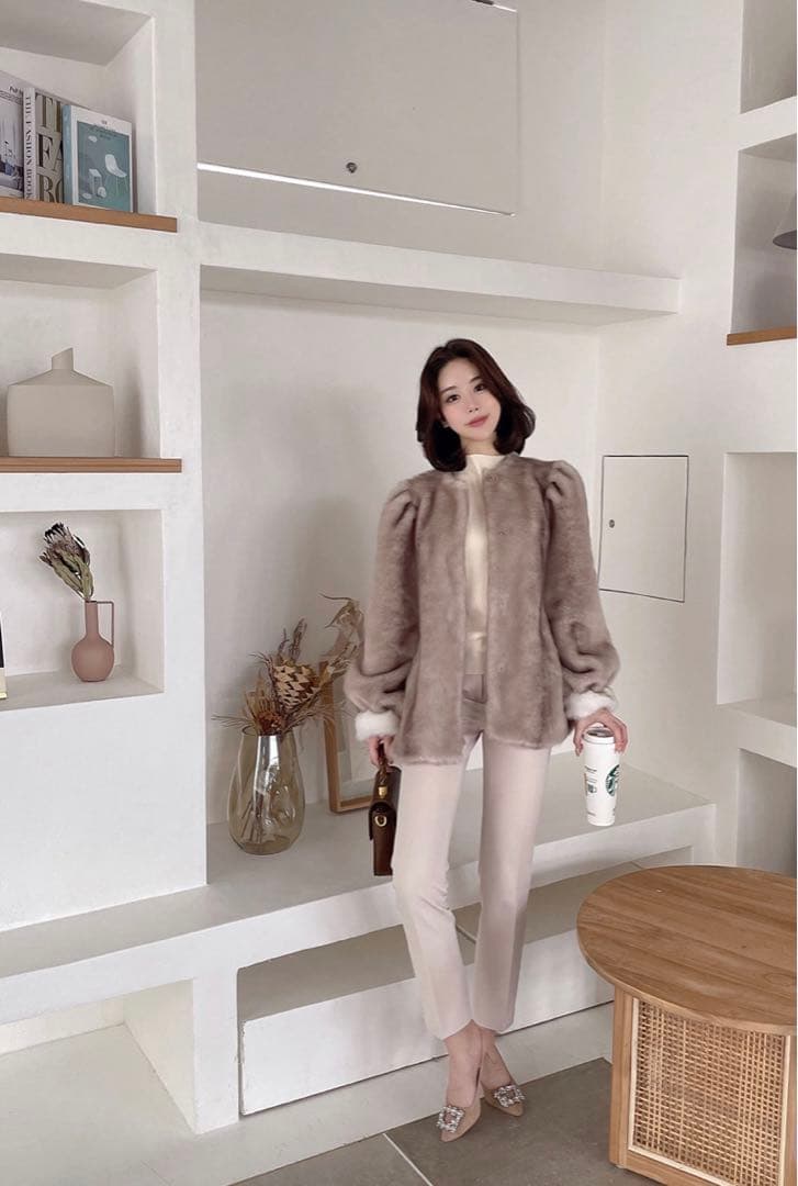 round neck eco furcoat QUNGファーコート