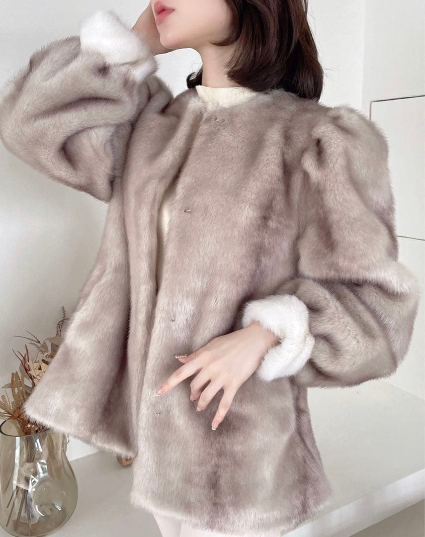 round neck eco furcoat QUNGファーコート