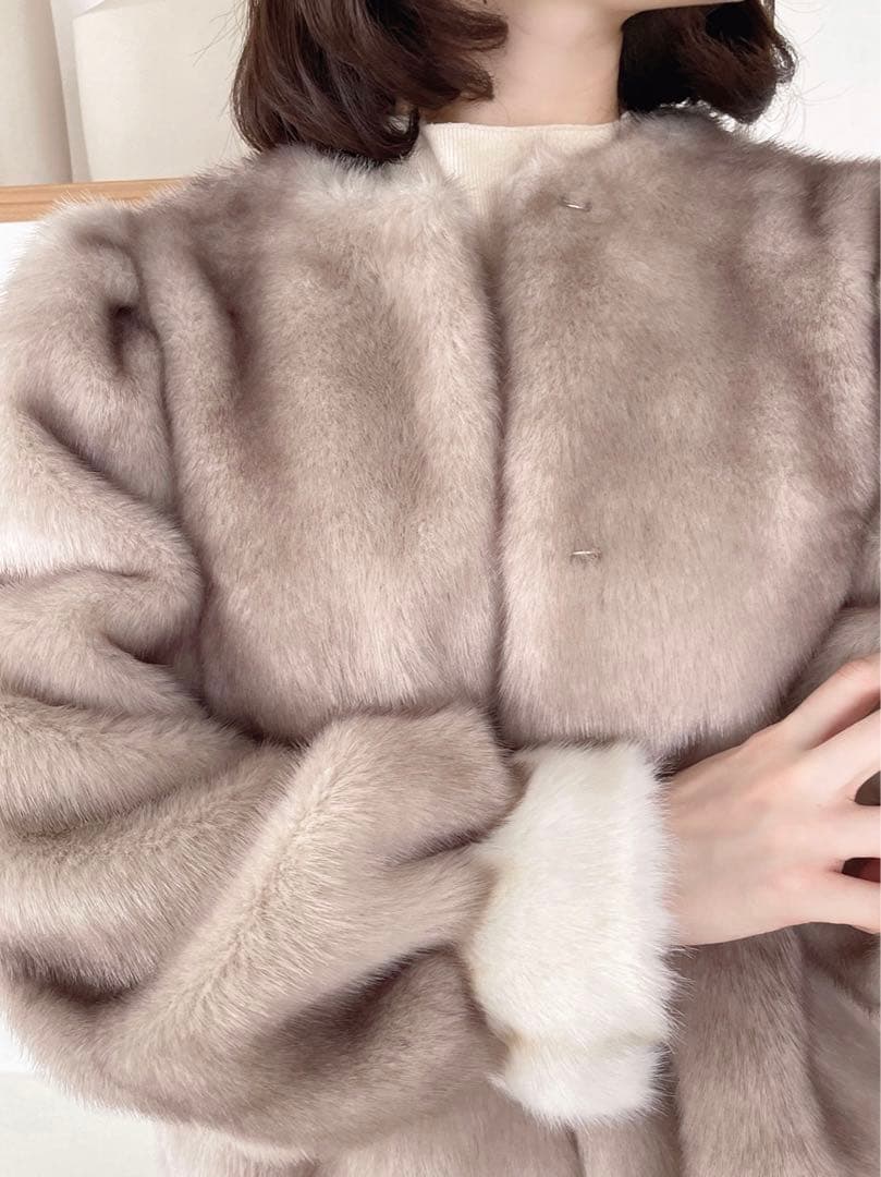 round neck eco furcoat QUNGファーコート