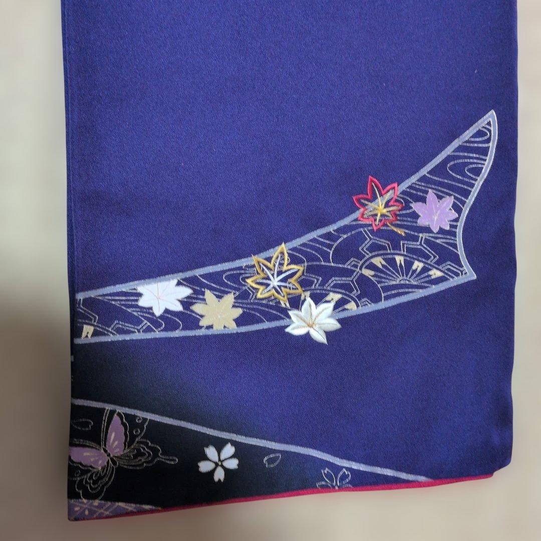 紫 花柄刺繍 振袖