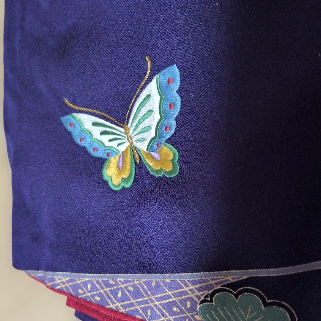 紫 花柄刺繍 振袖