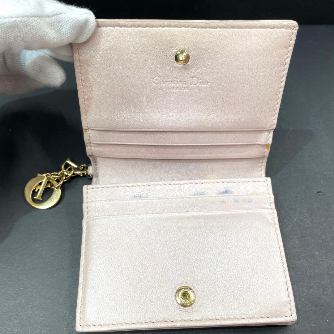 【M9】訳あり！Dior　ディオール ロータスウォレット　二つ折り財布　ピンク