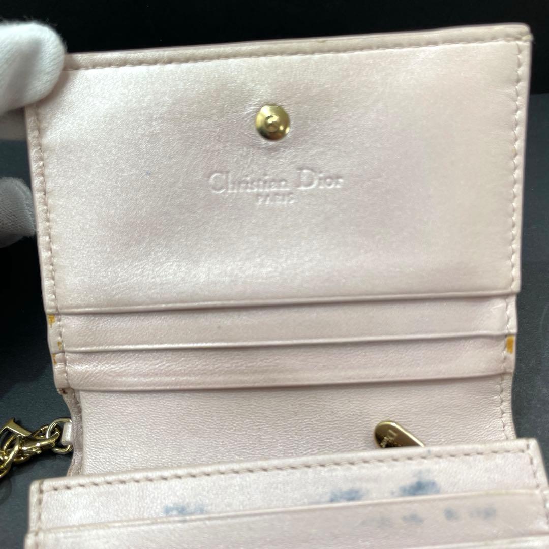 【M9】訳あり！Dior　ディオール ロータスウォレット　二つ折り財布　ピンク