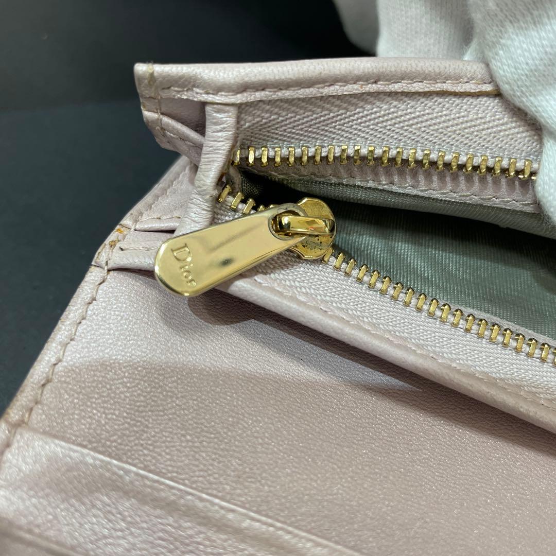 【M9】訳あり！Dior　ディオール ロータスウォレット　二つ折り財布　ピンク