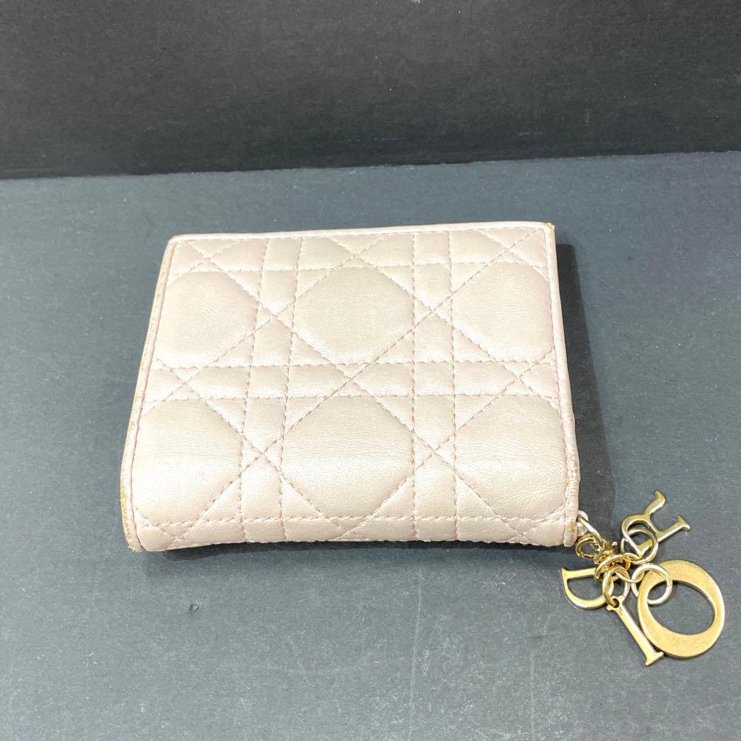 【M9】訳あり！Dior　ディオール ロータスウォレット　二つ折り財布　ピンク