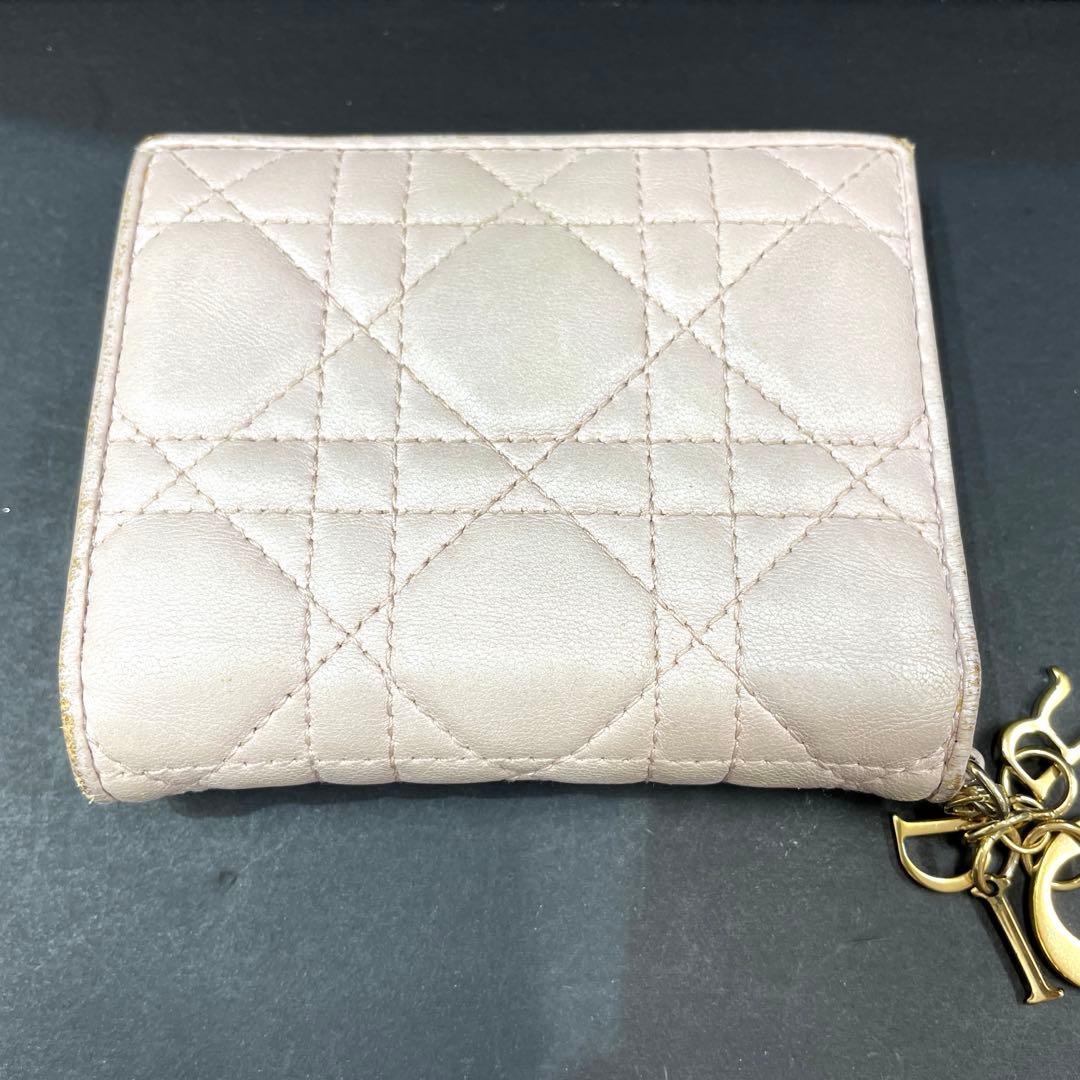 【M9】訳あり！Dior　ディオール ロータスウォレット　二つ折り財布　ピンク