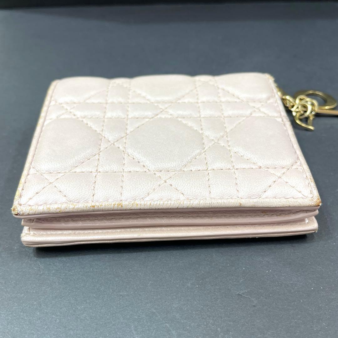 【M9】訳あり！Dior　ディオール ロータスウォレット　二つ折り財布　ピンク