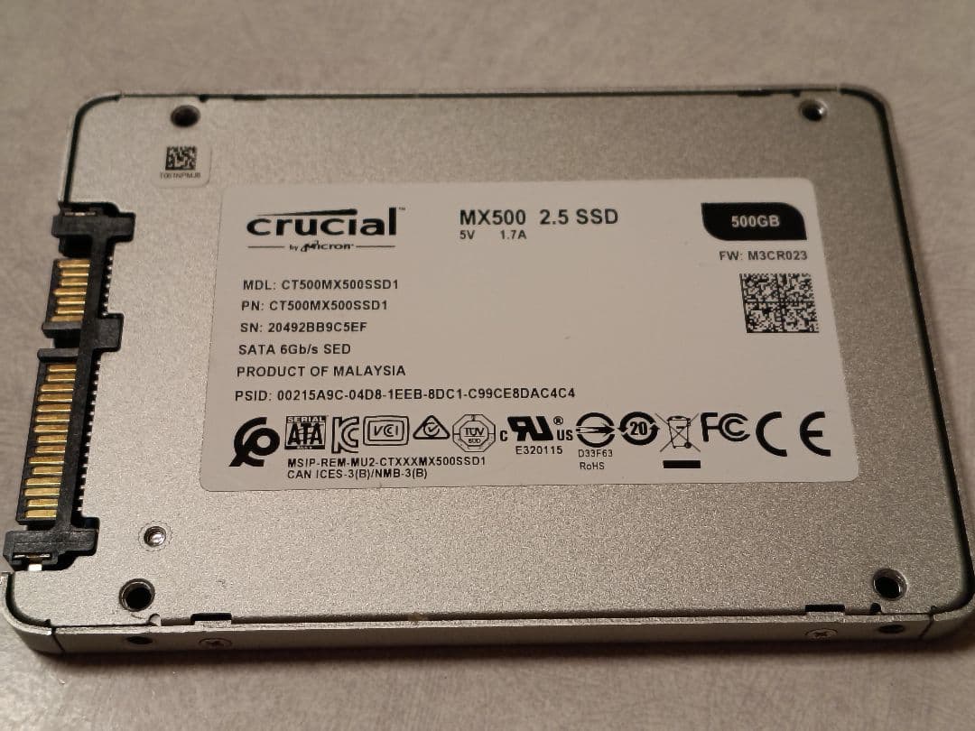 【値下げ】crucial MX500 500GB SSD 92% 5EF