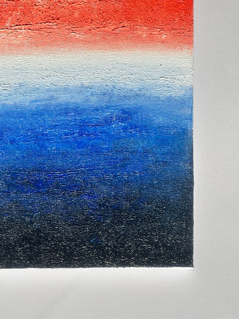 抽象画 飛行機から見える夕焼けの油絵