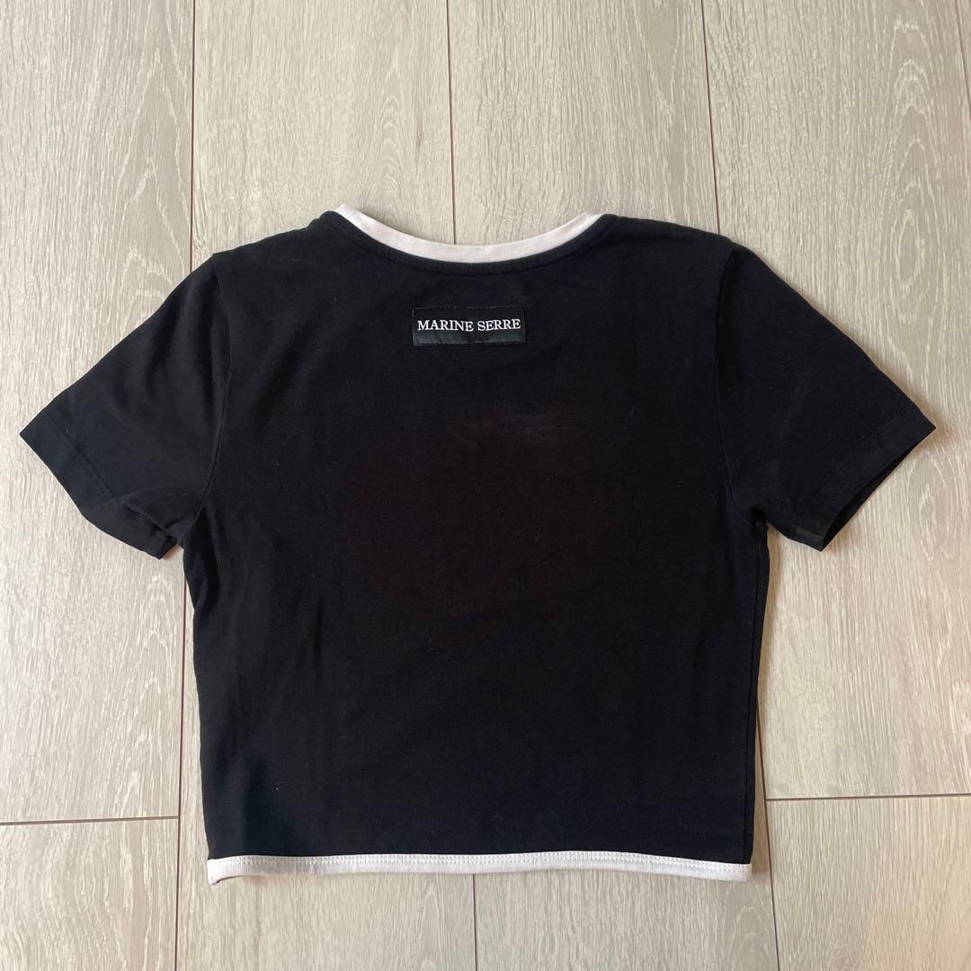MARINE SERRE ブラック クロップドTシャツ 正規品