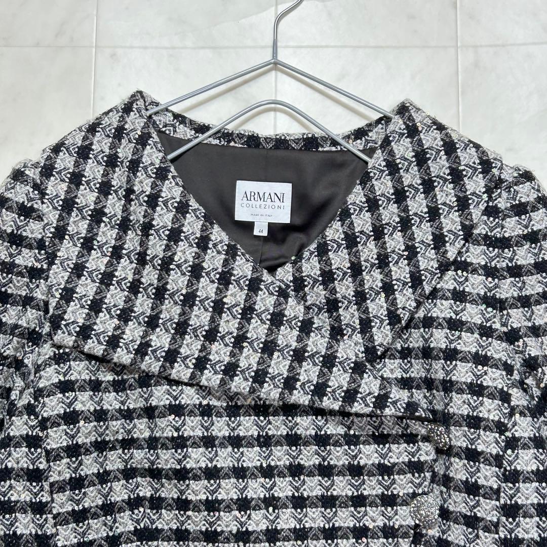 ARMANI COLLEZIONI ワイドカラーラメチェックツイードジャケット