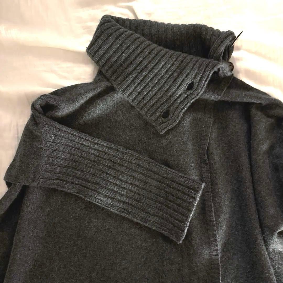 アニオナ Agnona ホワイトカシミヤ ダークグレー ニット ボタン付き