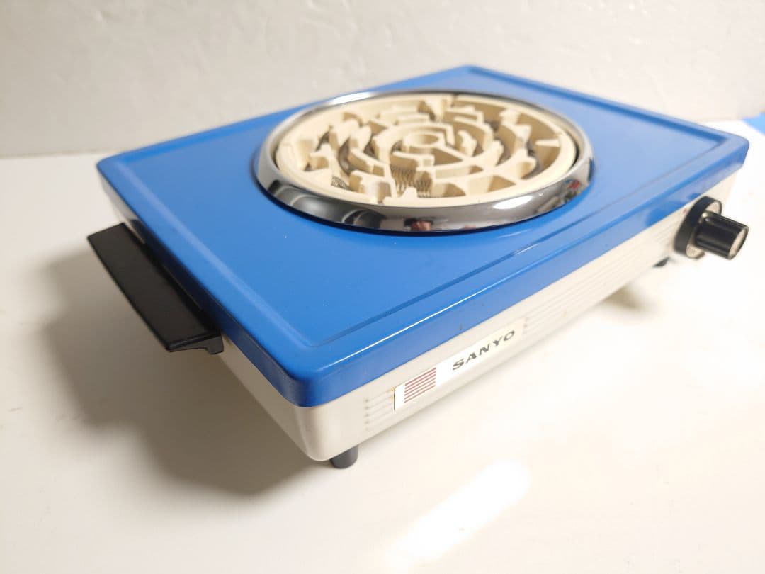 SANYO 電気コンロ 青 昭和レトロ