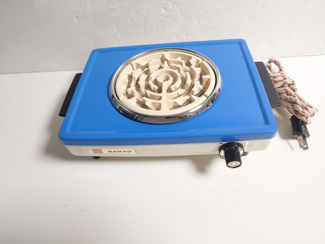 SANYO 電気コンロ 青 昭和レトロ