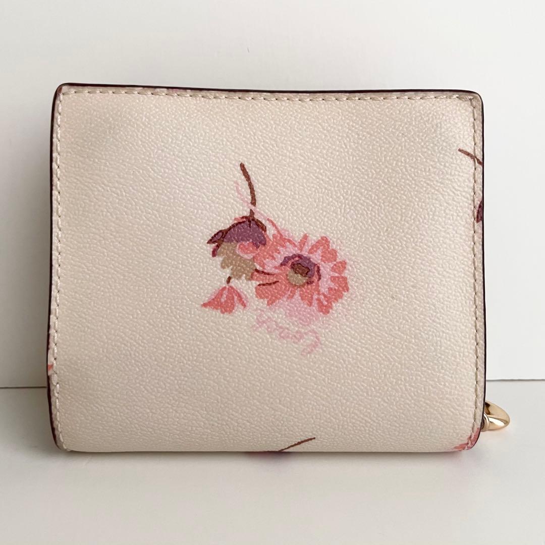 コーチ COACH 折り財布 花柄 スナップ ウォレット アイボリー