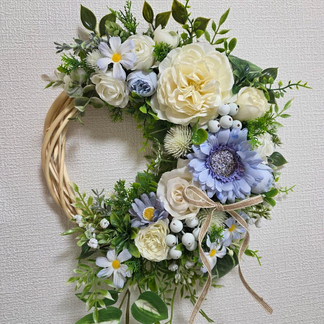 【専用】フラワーリース 風薫る10 咲き誇る花たち 玄関リース 造花