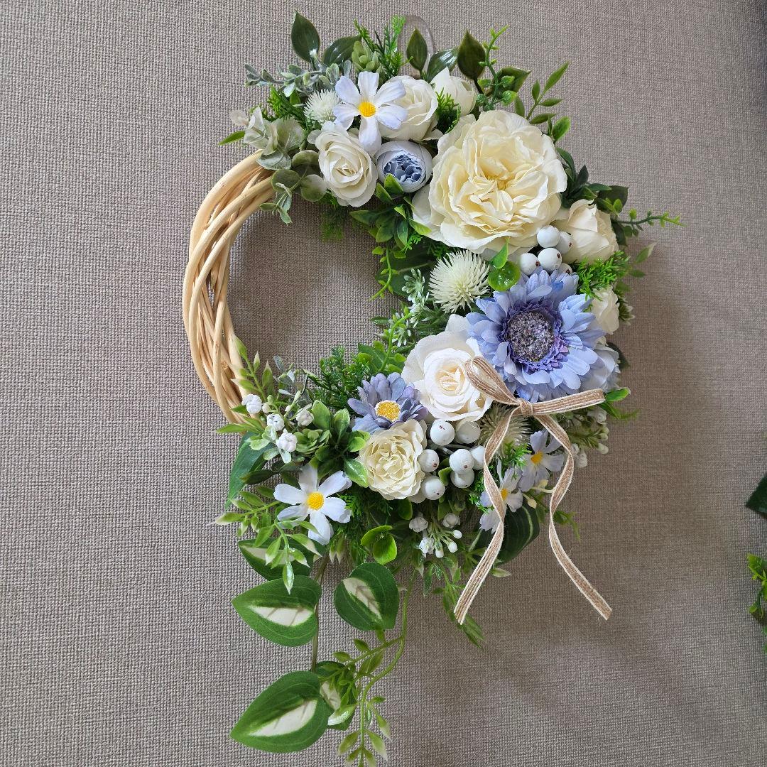 【専用】フラワーリース 風薫る10 咲き誇る花たち 玄関リース 造花