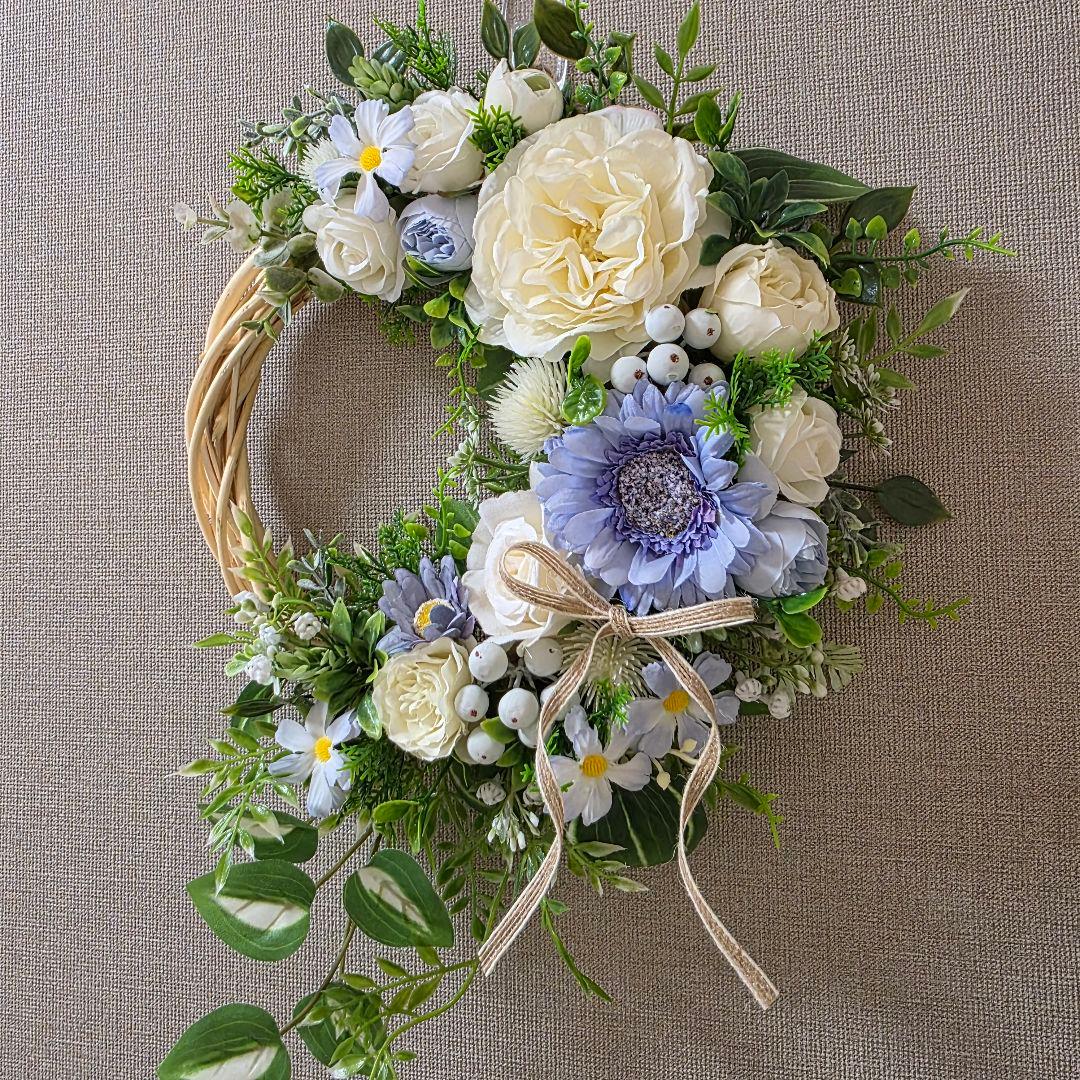 【専用】フラワーリース 風薫る10 咲き誇る花たち 玄関リース 造花