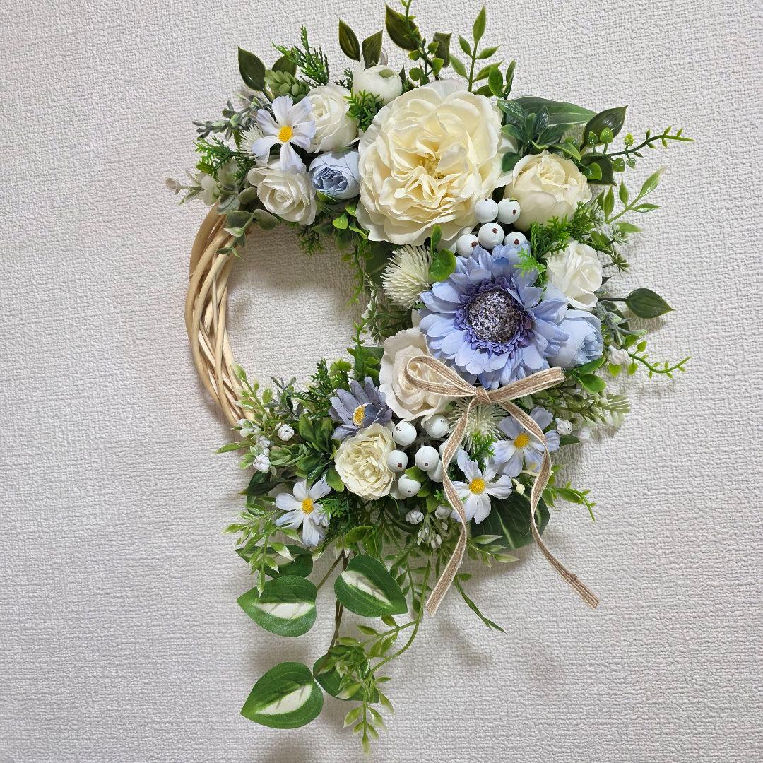 【専用】フラワーリース 風薫る10 咲き誇る花たち 玄関リース 造花
