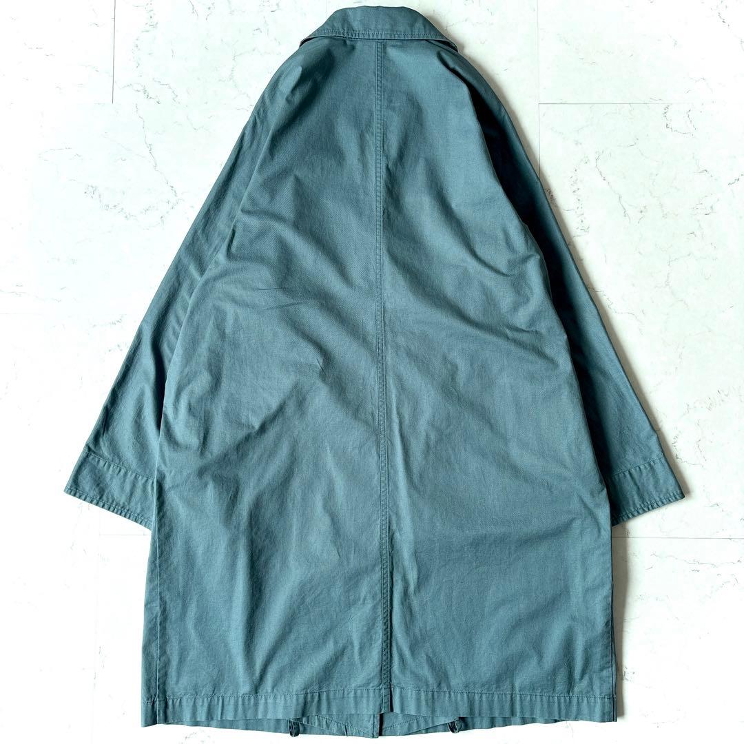 美品 ヤッコマリカルド コットン ミドル丈 スプリングコート ブルーグリーン