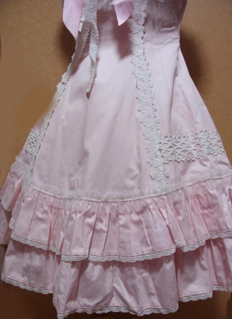胸チュールのリボンコサージュ付ジャンパースカート ピンク BABY,THE