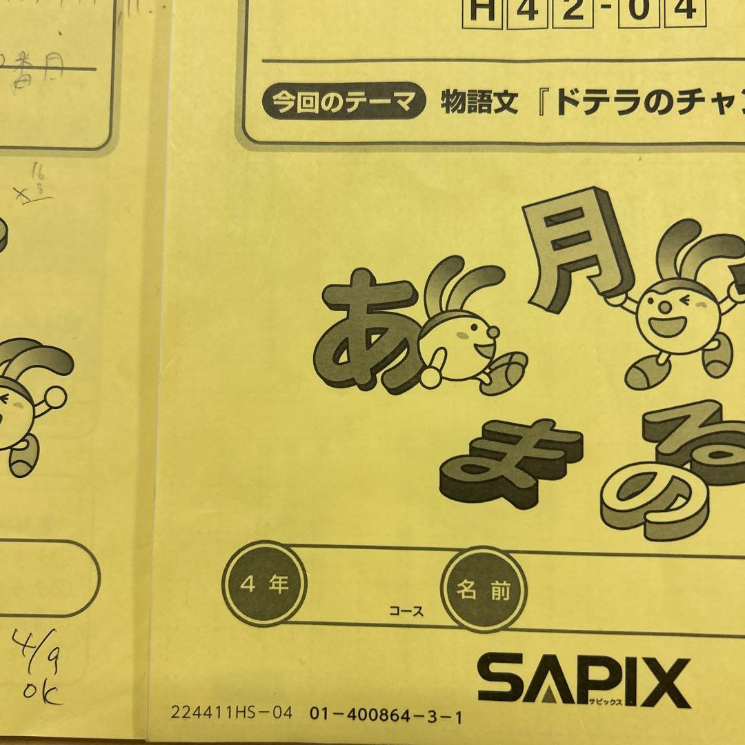 ㉔よ　サピックス　SAPIX 春期講習　4年 理科　社会　算数　国語　フルセット