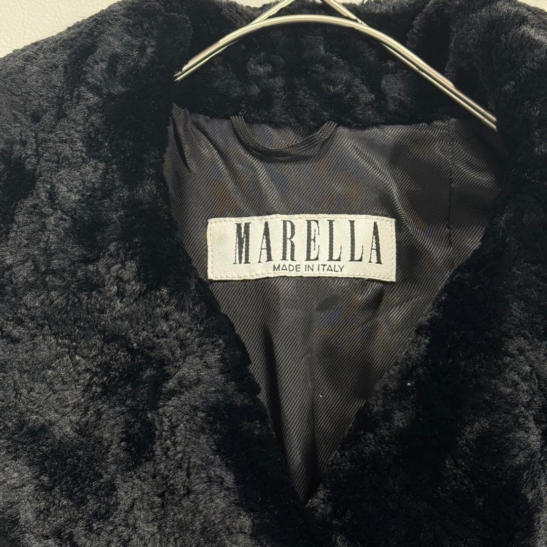 Max Mara マレーラ ベルテッド ロングコート ベルト付 エコファー 42