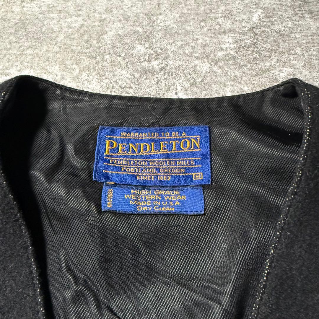 90'sPENDLETON ペンドルトン ウールベスト ネイティブ ブラック M