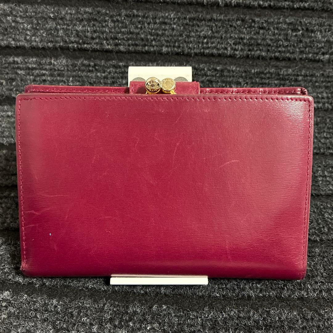 セリーヌCELINE 二つ折り財布 ボルドー がま口 レザー 折財布 希少 美品
