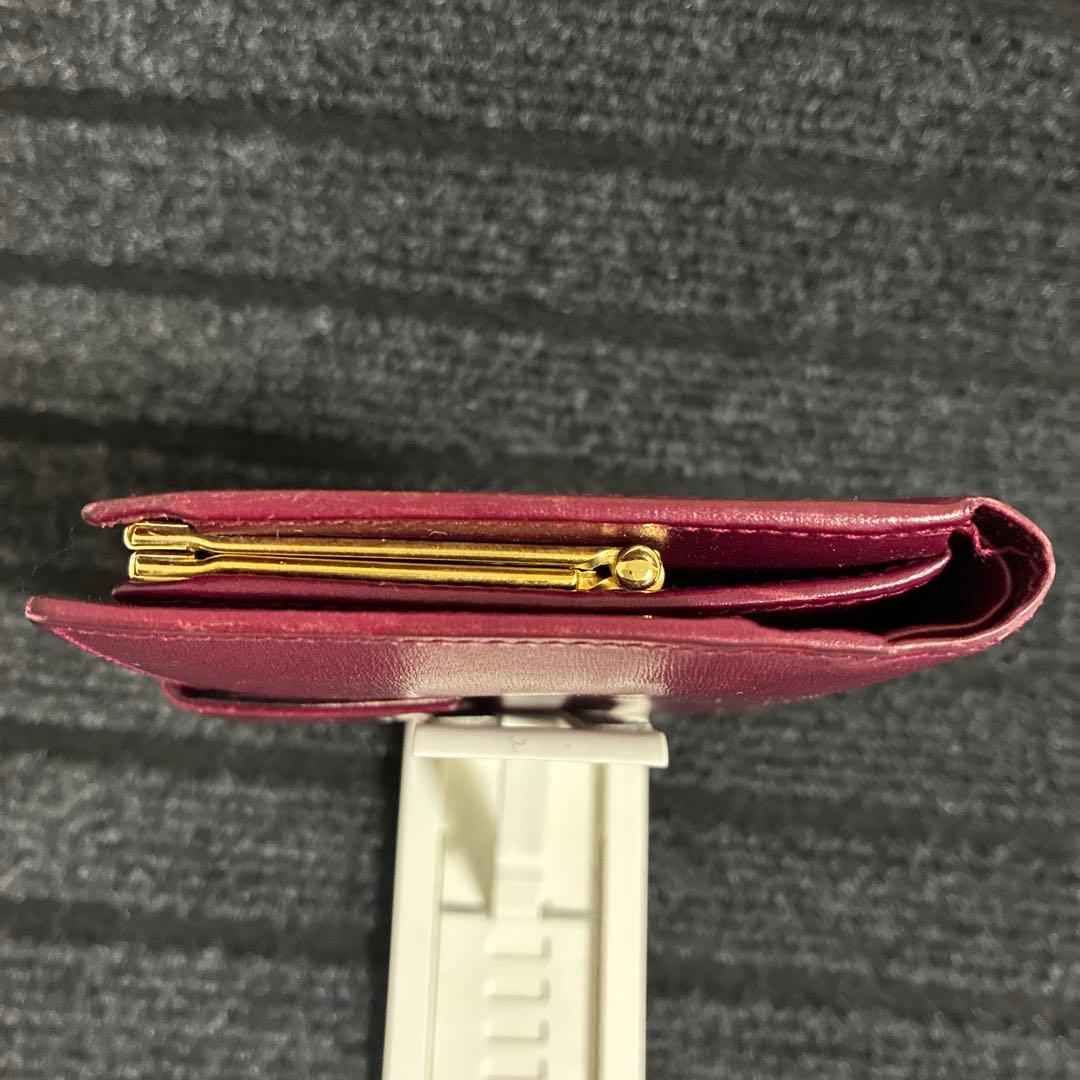 セリーヌCELINE 二つ折り財布 ボルドー がま口 レザー 折財布 希少 美品