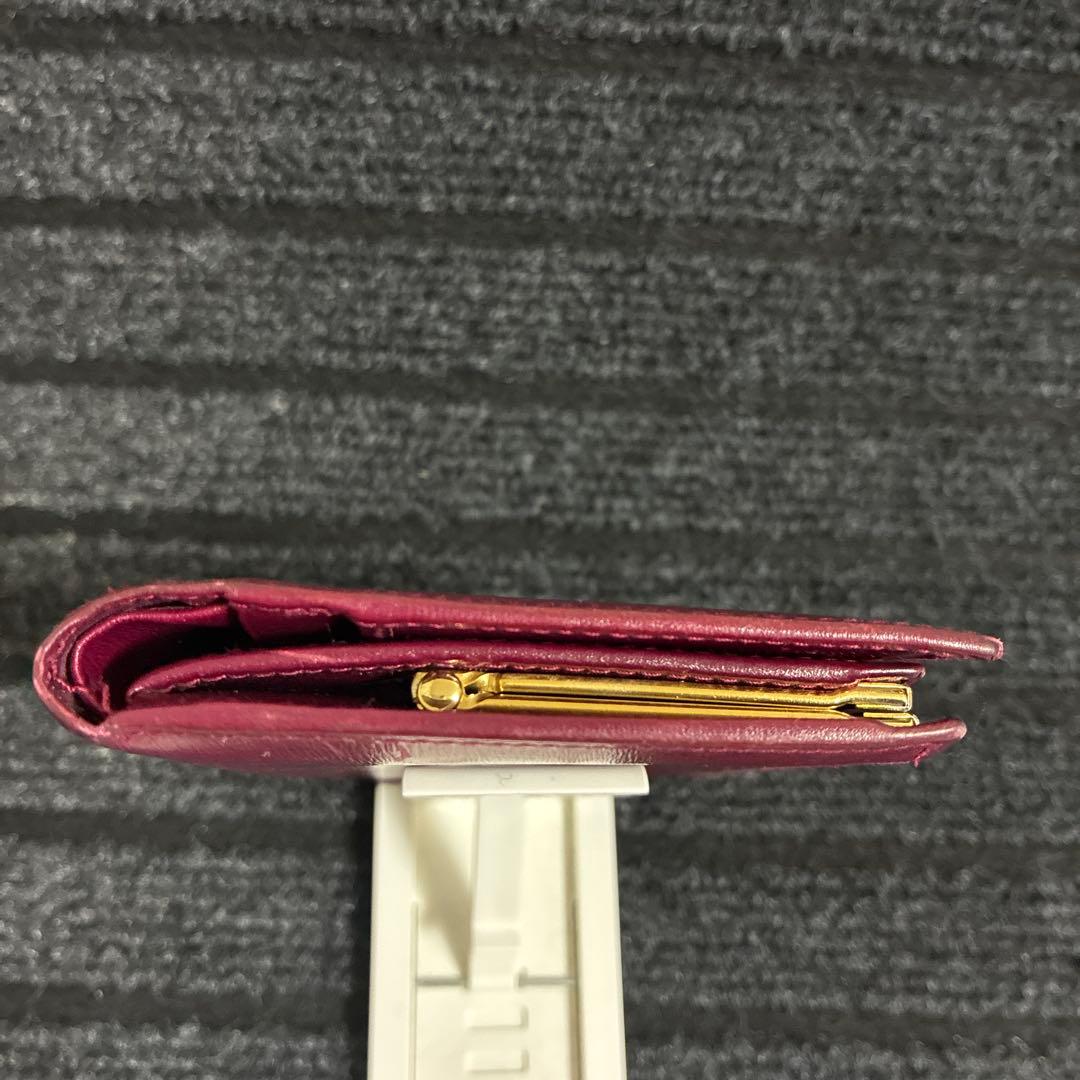 セリーヌCELINE 二つ折り財布 ボルドー がま口 レザー 折財布 希少 美品