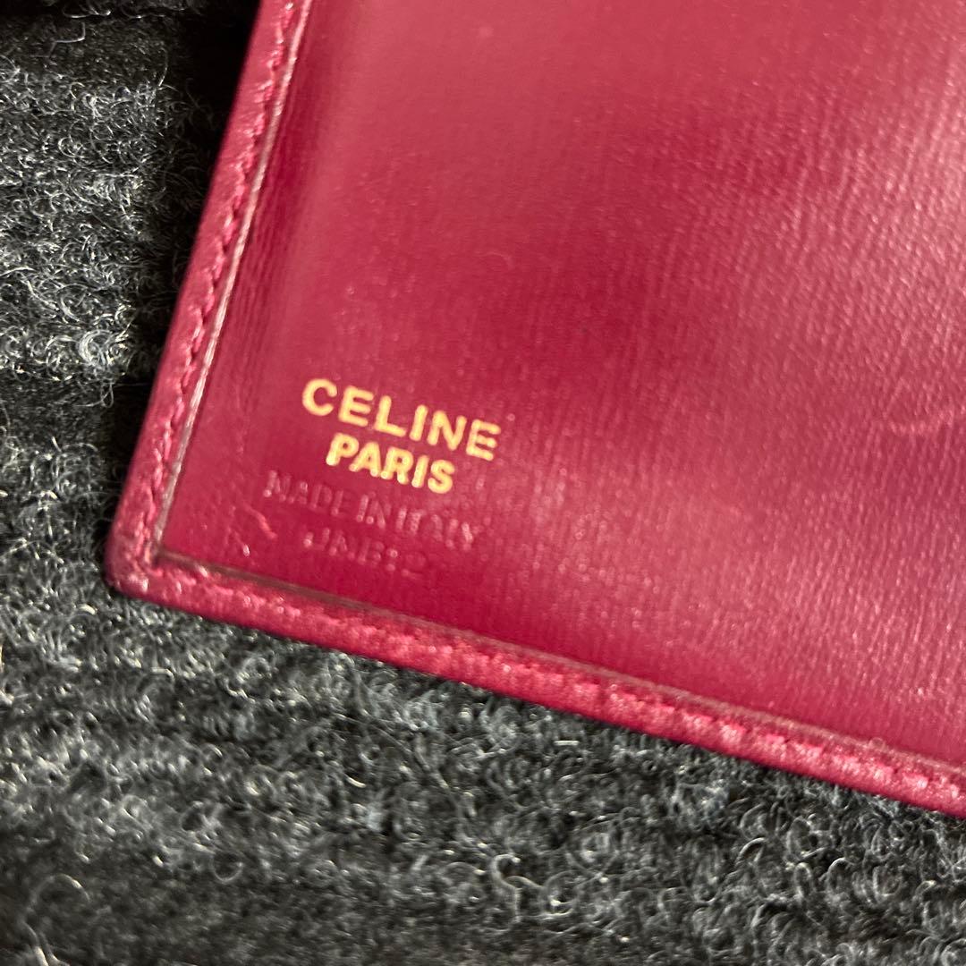 セリーヌCELINE 二つ折り財布 ボルドー がま口 レザー 折財布 希少 美品