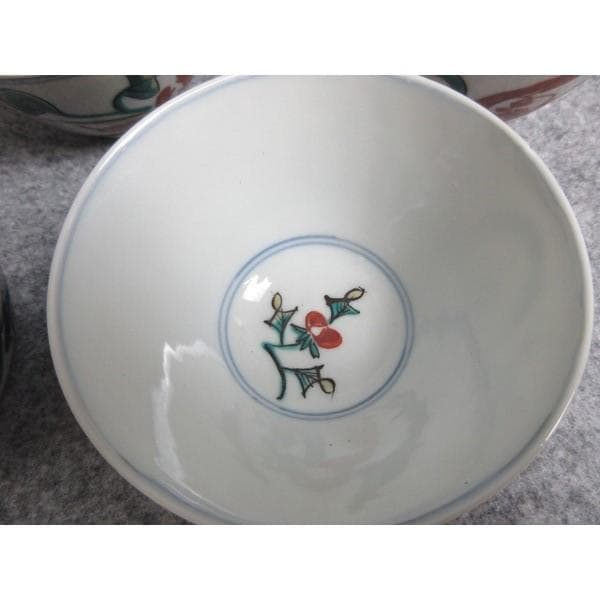 大明成化年製色絵花文汲み出し茶碗5個 [B28203]