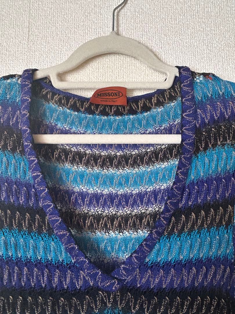 MISSONI ストライプ Vネック 長袖ワンピース