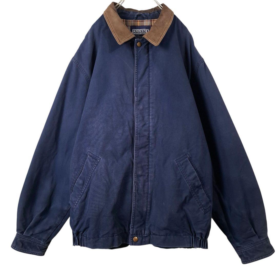 90s LANDS´END ランズエンド 襟レザー ダックジャケット L