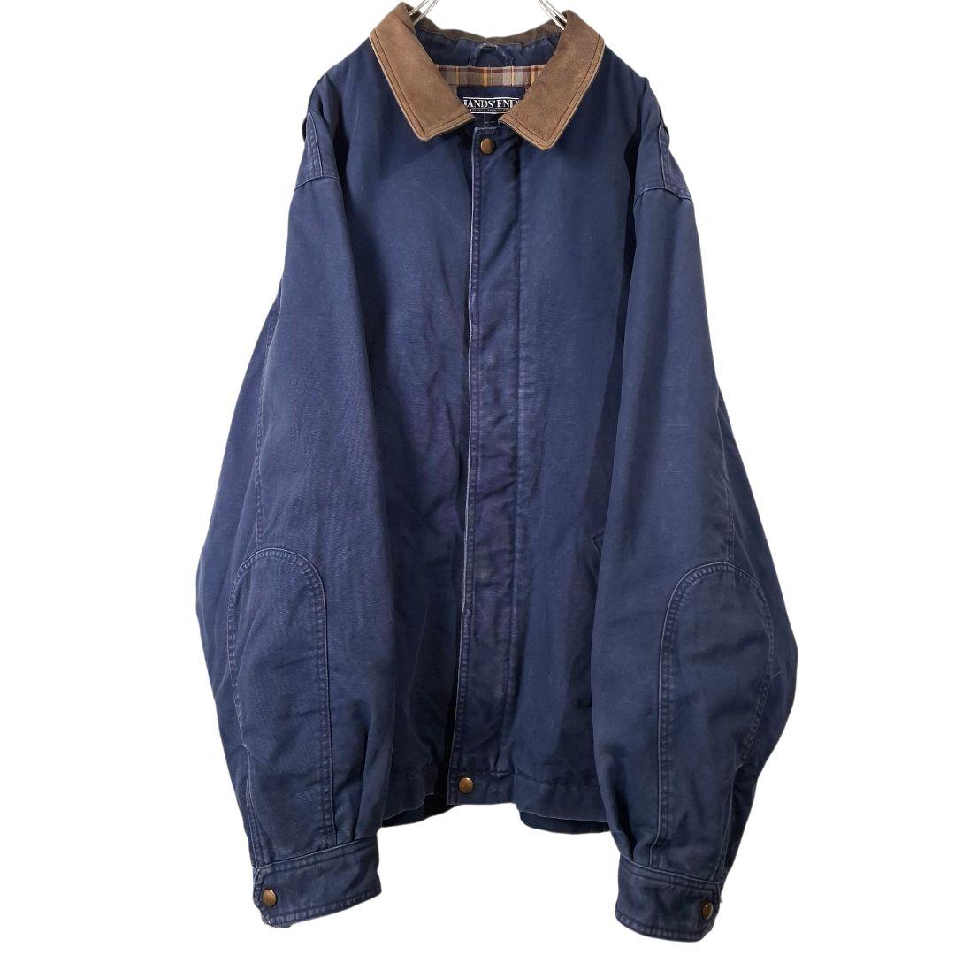 90s LANDS´END ランズエンド 襟レザー ダックジャケット L
