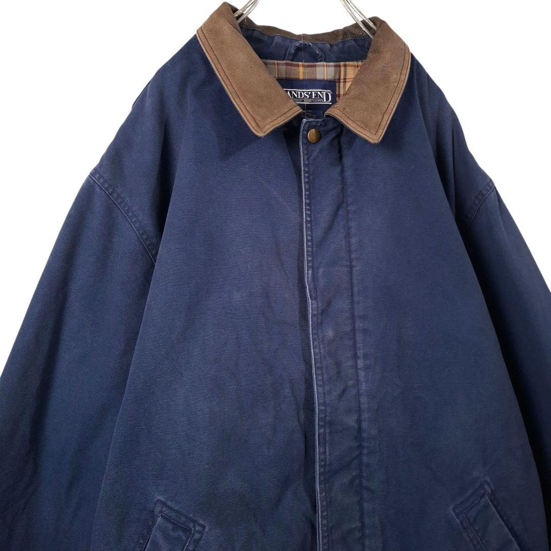 90s LANDS´END ランズエンド 襟レザー ダックジャケット L
