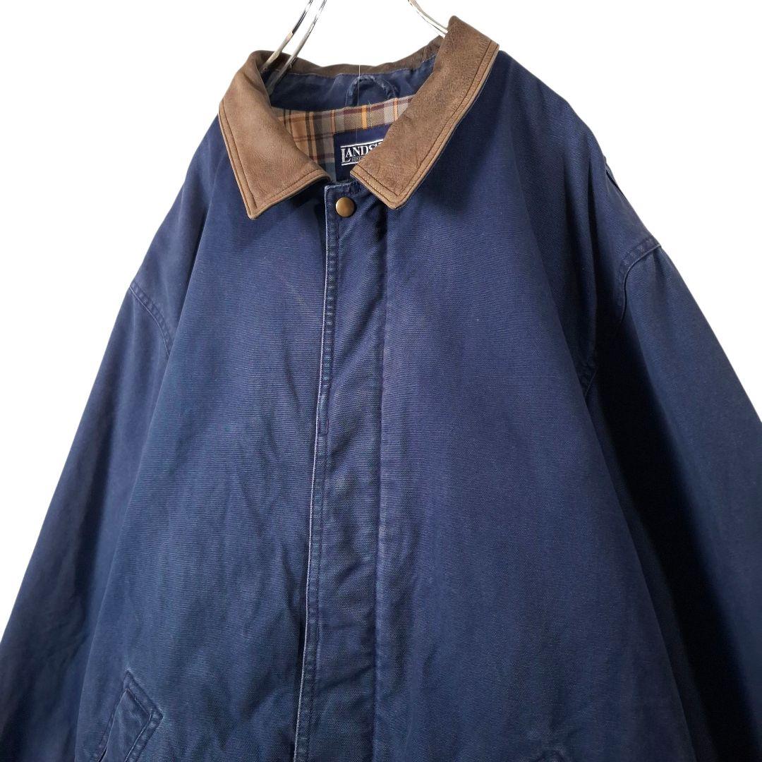 90s LANDS´END ランズエンド 襟レザー ダックジャケット L