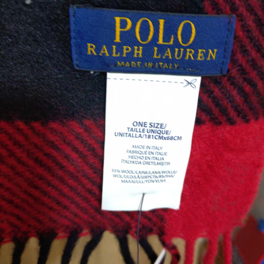 【再値下げ】（未使用）Polo Ralph Lauren 赤黒チェックストール
