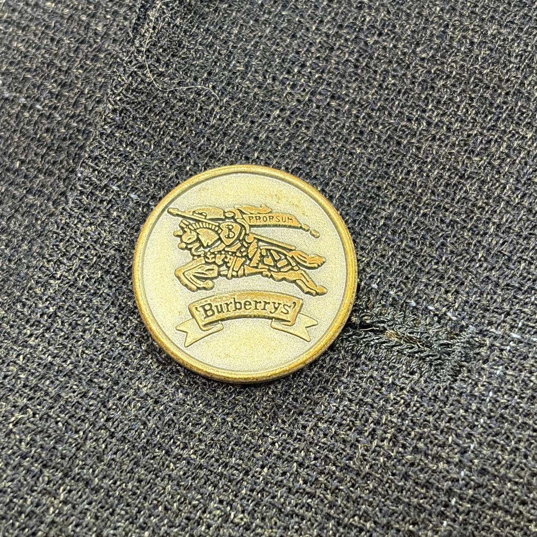 美品 バーバリー 紺ブレ 刻印金ボタン ネイビー シングル 裏地シャドーホース