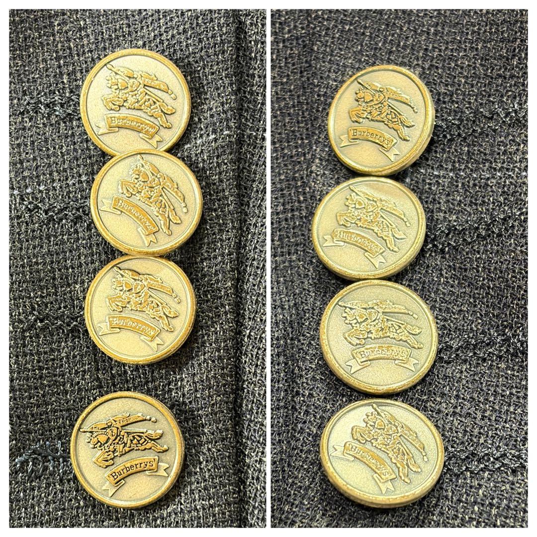 美品 バーバリー 紺ブレ 刻印金ボタン ネイビー シングル 裏地シャドーホース