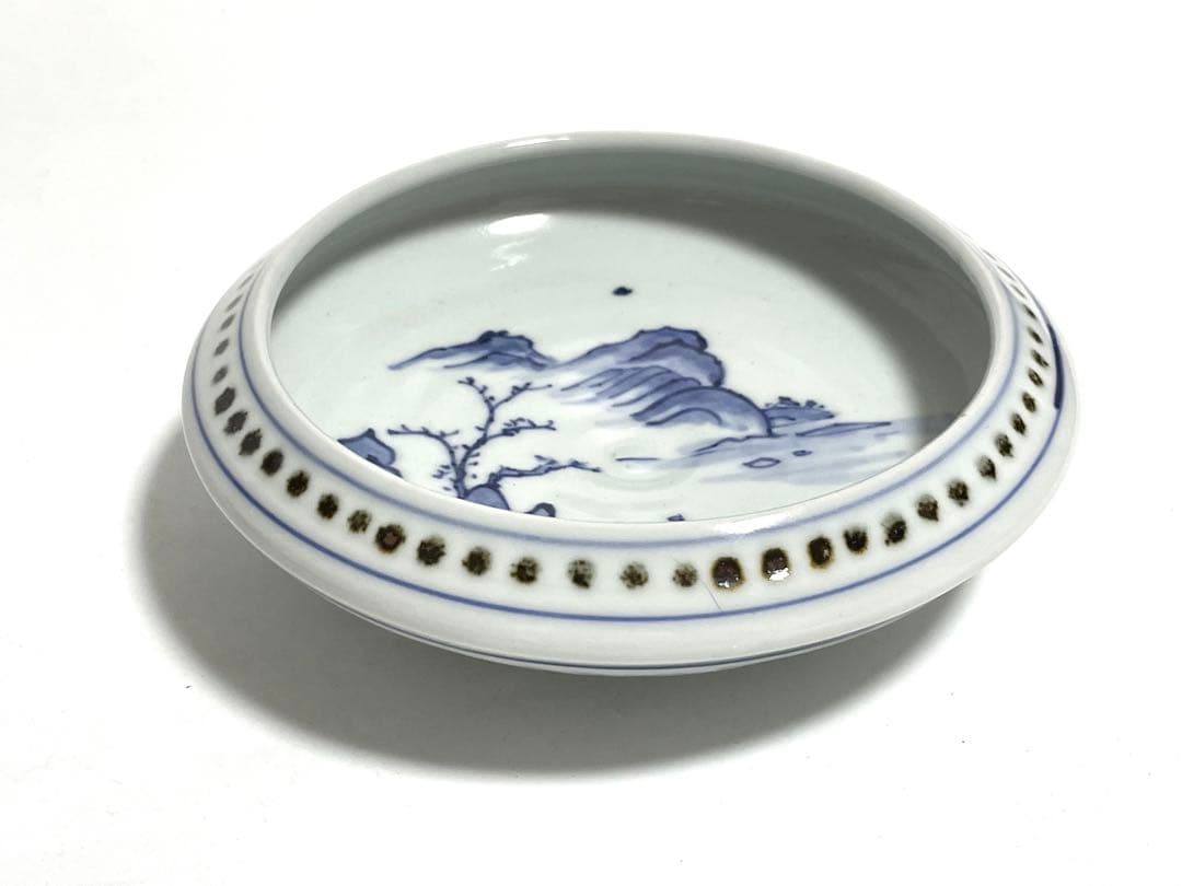 作家物　陶芸家　古余呂技窯　染付山水皿　鉢　丸皿　川瀬竹春　順一　和食器　懐石