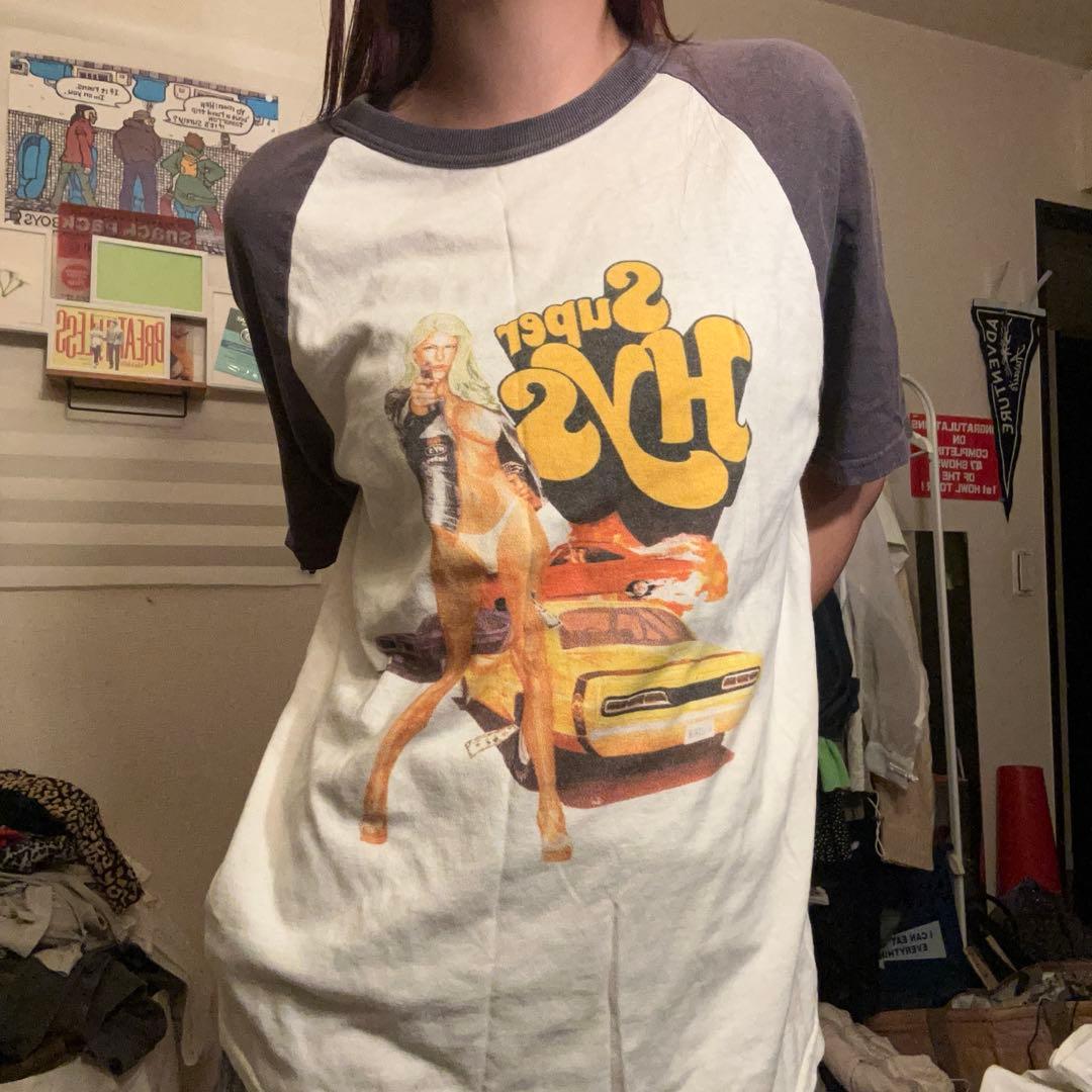 ヒステリックグラマーtシャツ　superhys ラグランtシャツ　y2k 90s