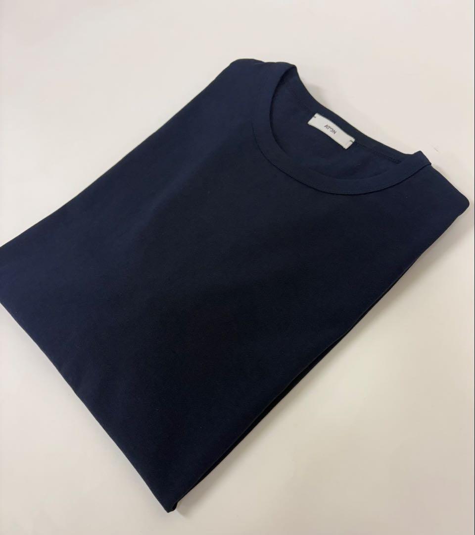トップス ATON/26SS DRY COTTON JERSEY T-SHIRT NAVY