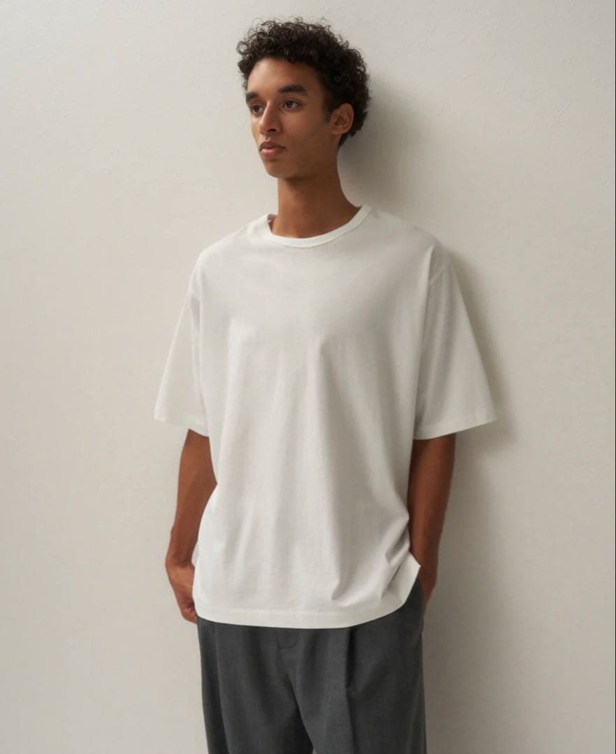 トップス ATON/26SS DRY COTTON JERSEY T-SHIRT NAVY