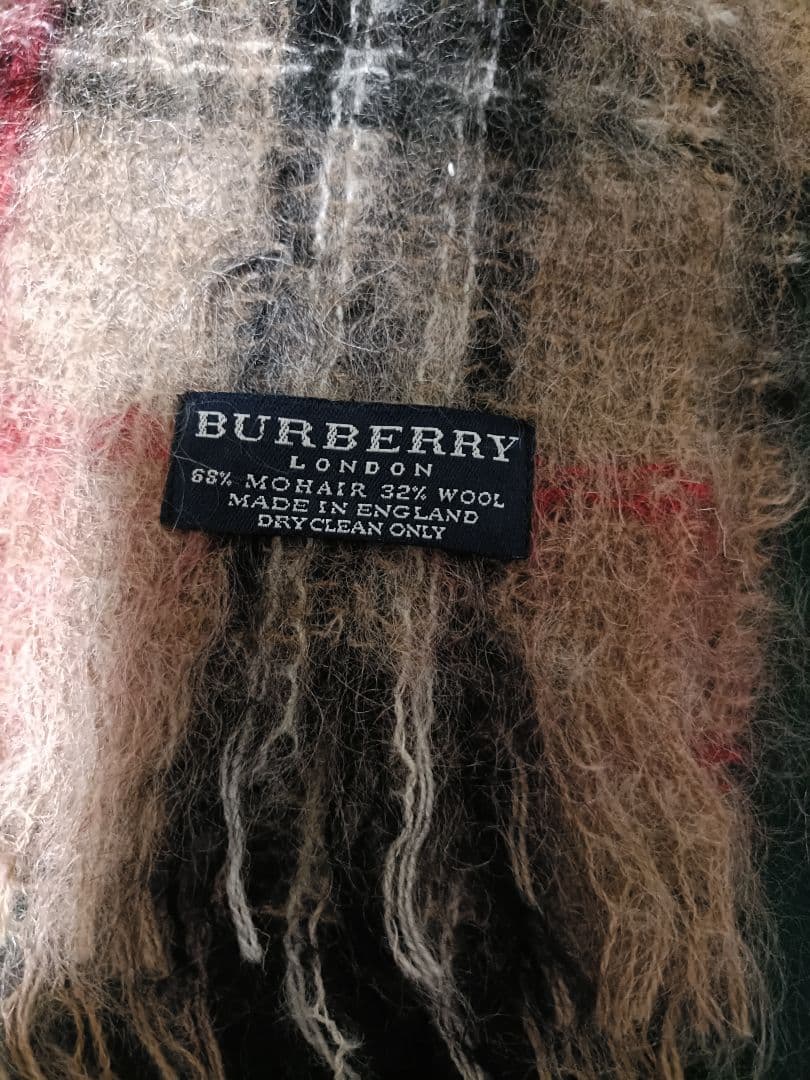 BURBERRY バーバリー チェック柄 モヘアマフラー ENGLAND製