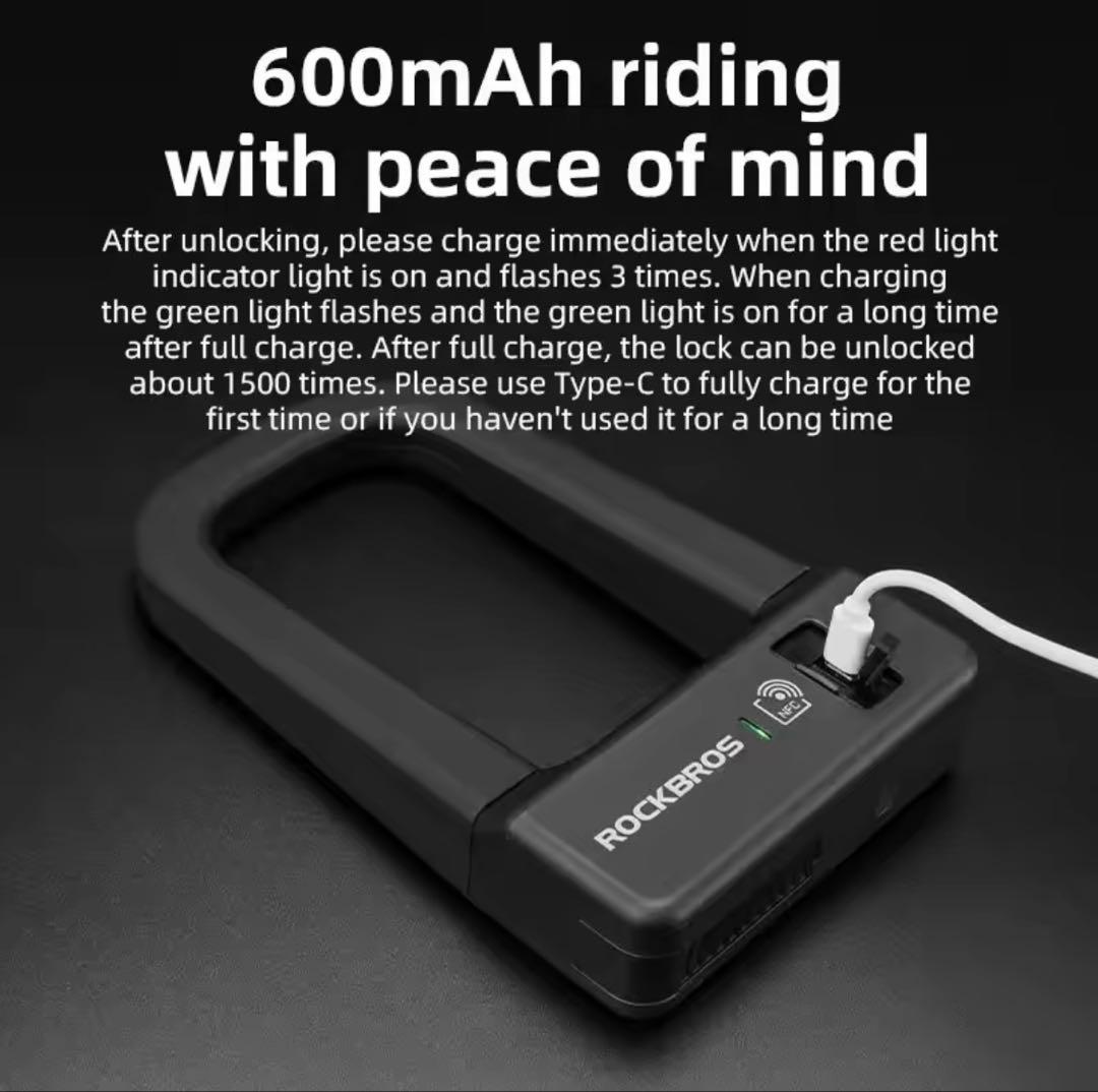 ROCKBROS 自転車スマートロック NFC U字ロック ¥13,000