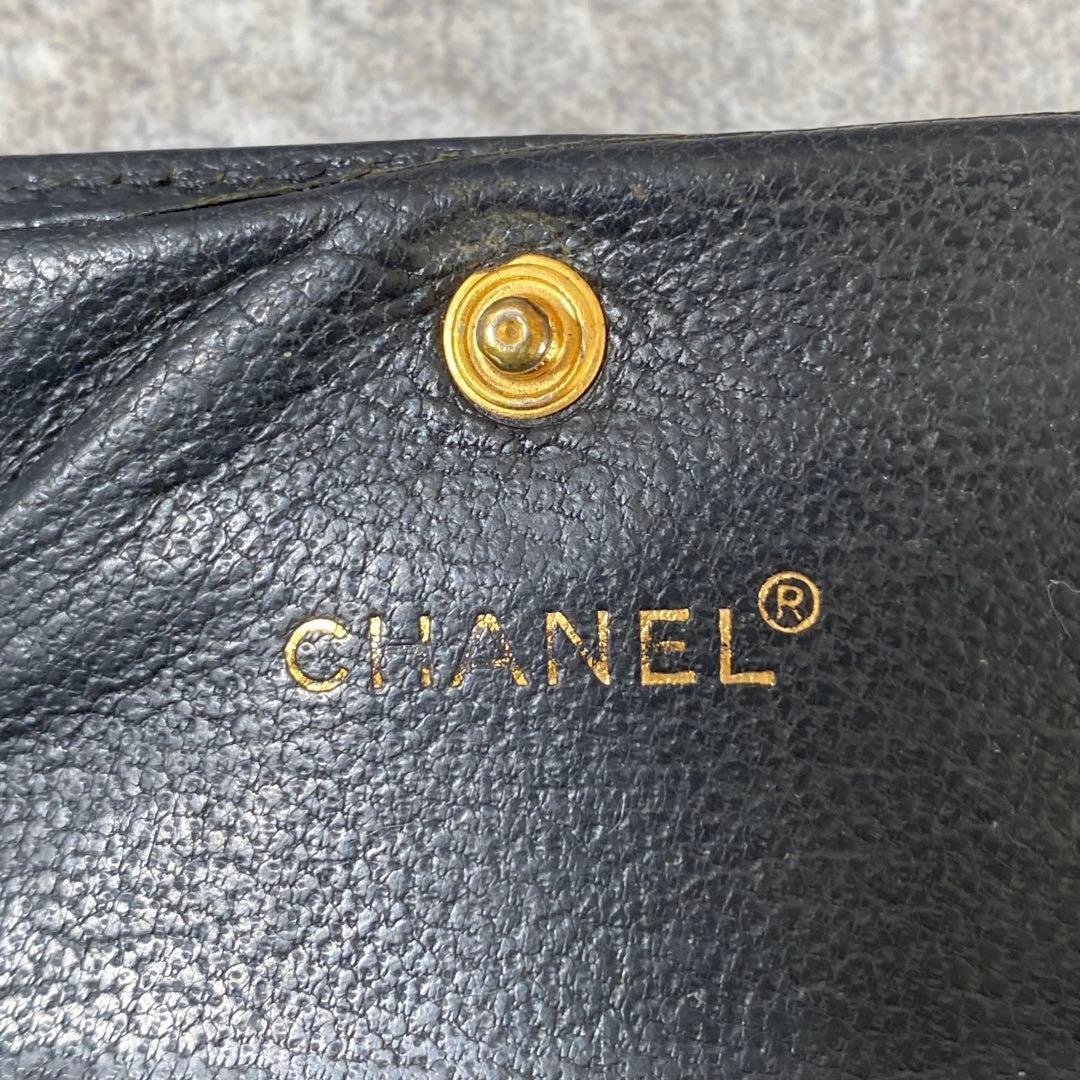 CHANEL シャネル ココマーク Wホック 三つ折り財布 ブラック　黒　箱付き