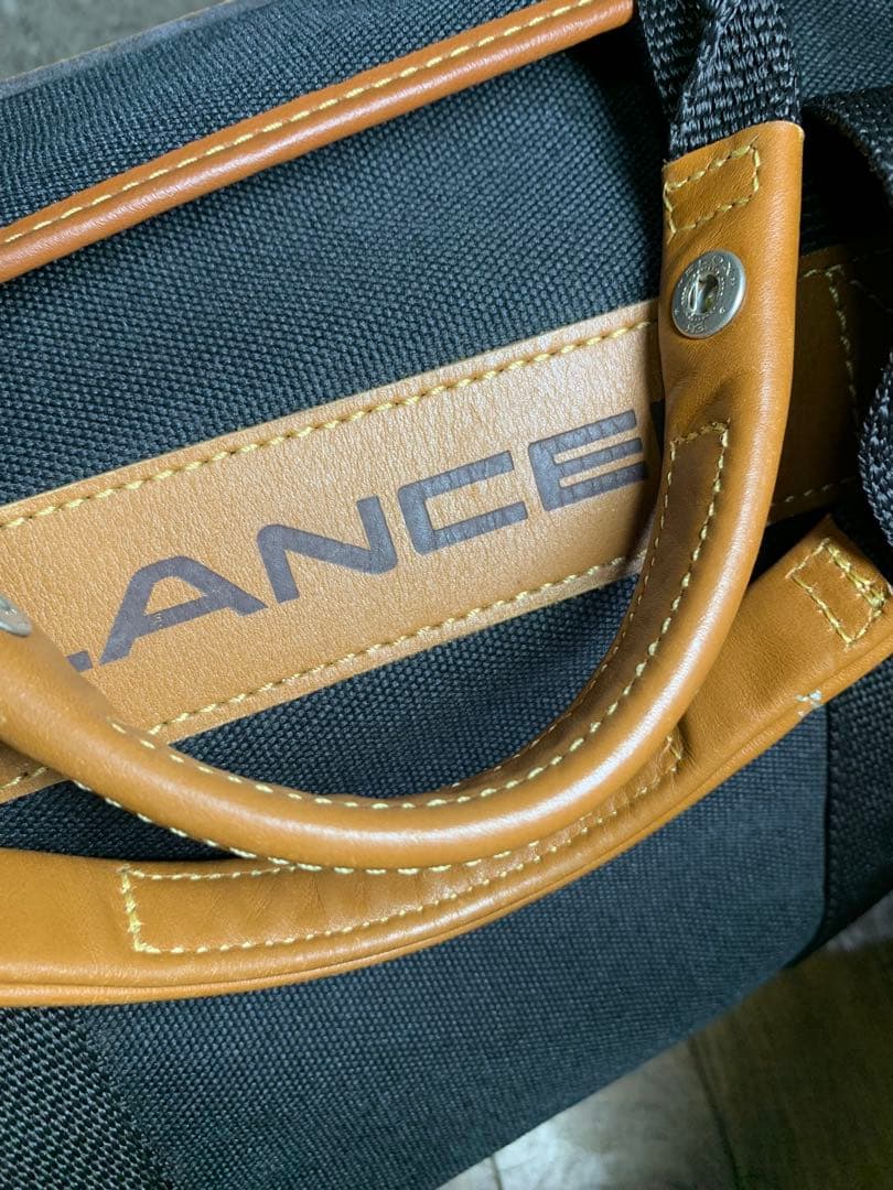 極美品　LANCEL ブラック　キャンバス　レザー　ボストンバッグ　特大サイズ